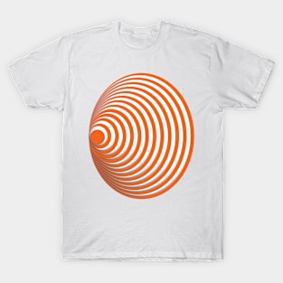 Geometric orange concentric circles 3D doodle art T-Shirt